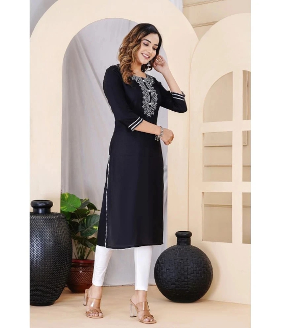 Lee Moda Rayon Solid Straight Womens Kurti - Black ( Pack of 1 ) - None