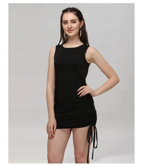 Selvia Cotton Lycra Black Bodycon Dress - - None