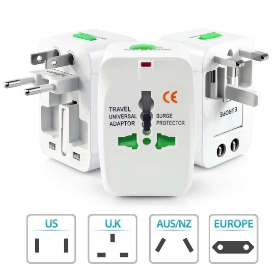 SmartCam Universal Travel Adapter with Surge Protection (125V/6A, 250V, White)