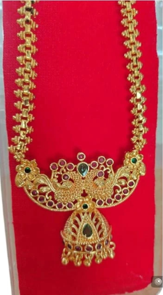 Gold Plated Traditional Indian Temple Jewellery Long Necklace Set for Women