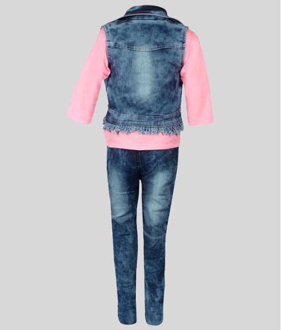 Arshia Fashions - Pink Denim Girls Top With Jacket With Jeans ( Pack of 1 ) - None