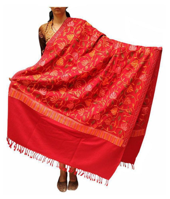 Varun Cloth House Red Ari Embroidery Shawl