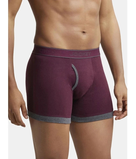 Jockey 1017 Men Super Combed Cotton Rib Solid Boxer Brief-Wine Tasting & Charcoal Melange(Pack of 2) - None