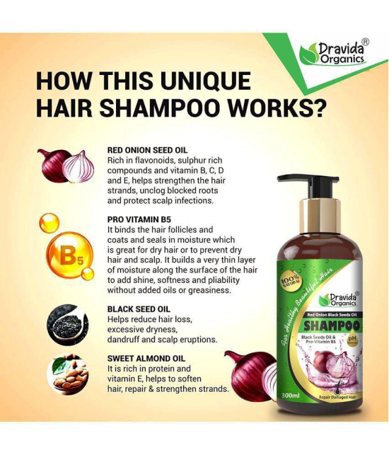 Dravida Organics Red Onion Black Seed Oil Shampoo with Red Onion Seed Oil Extract Shampoo 300 mL