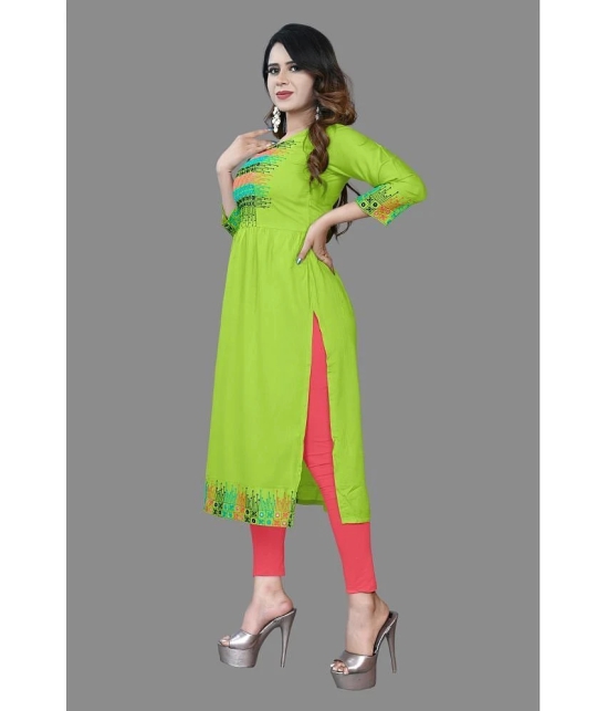 haya fashion - Lime Green Rayon Womens Straight Kurti ( Pack of 1 ) - None