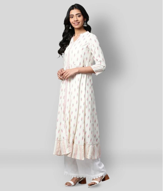 Yash Gallery - White Rayon Womens Front Slit Kurti ( Pack of 1 ) - M