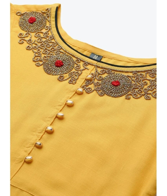 JC4U - Yellow Rayon Womens Straight Kurti ( Pack of 1 ) - None