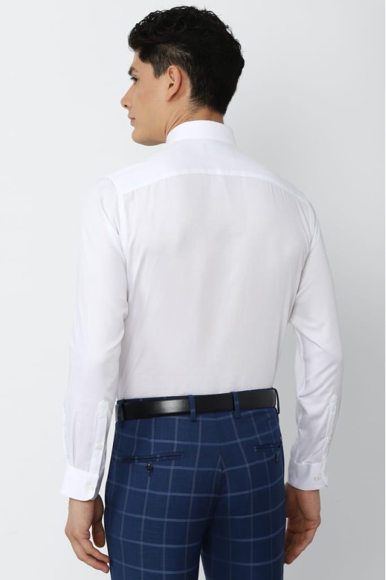 Men White Regular Fit Formal Full Sleeves Formal Shirt