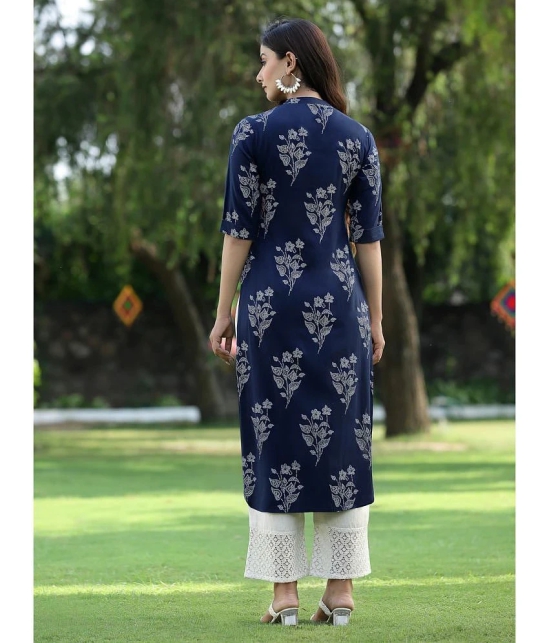 Juniper - Indigo Rayon Womens Straight Kurti ( Pack of 1 ) - None