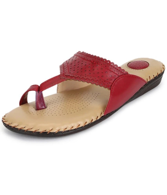 ORTHO JOY - Maroon Womens Flats - None