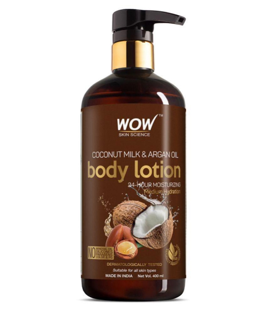 WOW Skin Science Coconut Milk & Argan Oil Body Lotion - Medium Hydration No Mineral Oil, Silicones, 400 ml