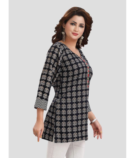 Meher Impex Cotton Printed Straight Womens Kurti - Black ( Pack of 1 ) - None