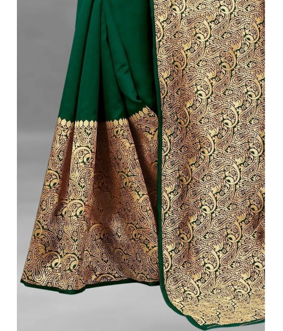 Gazal Fashions Banarasi Silk Embellished Saree With Blouse Piece - Green ( Pack of 1 ) - Green