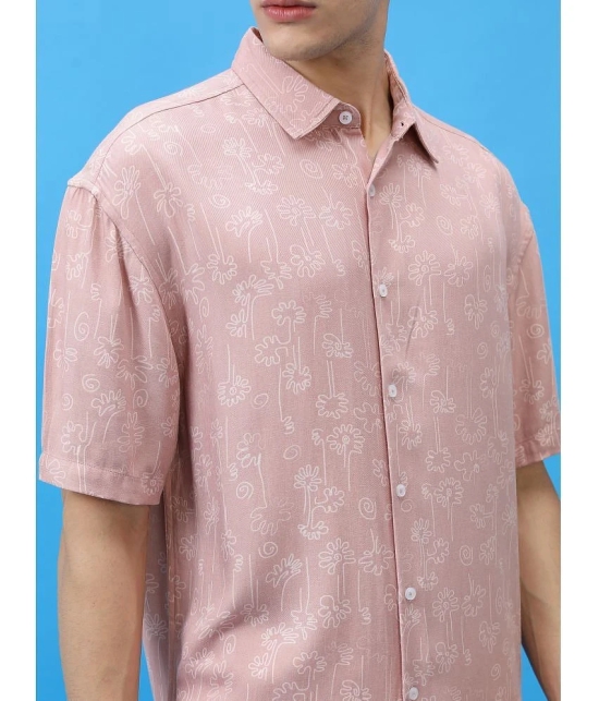 Ketch Viscose Slim Fit Printed Half Sleeves Mens Casual Shirt - Pink ( Pack of 1 ) - None