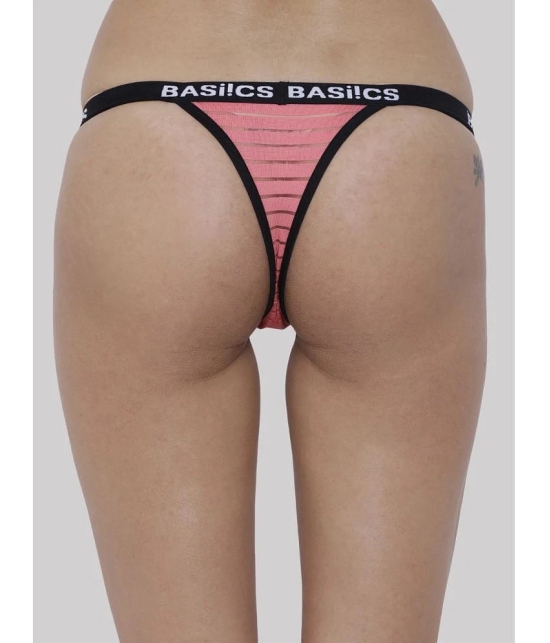 BASIICS By La Intimo Pack of 1 Polyester Striped Womens Crotchless ( Coral ) BCPTH01 - None