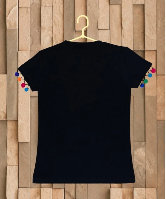 Girls Casual Short Sleeve Printed Cotton T Shirt (Black) PID49318