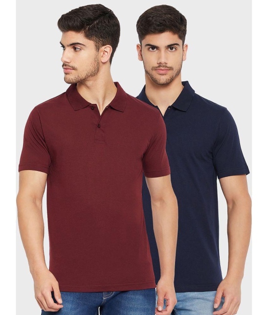 UNIBERRY - Maroon Cotton Blend Regular Fit Mens Polo T Shirt ( Pack of 2 ) - None