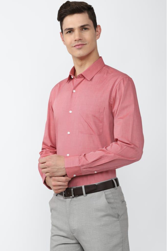 Men Pink Slim Fit Formal Full Sleeves Formal Shirt