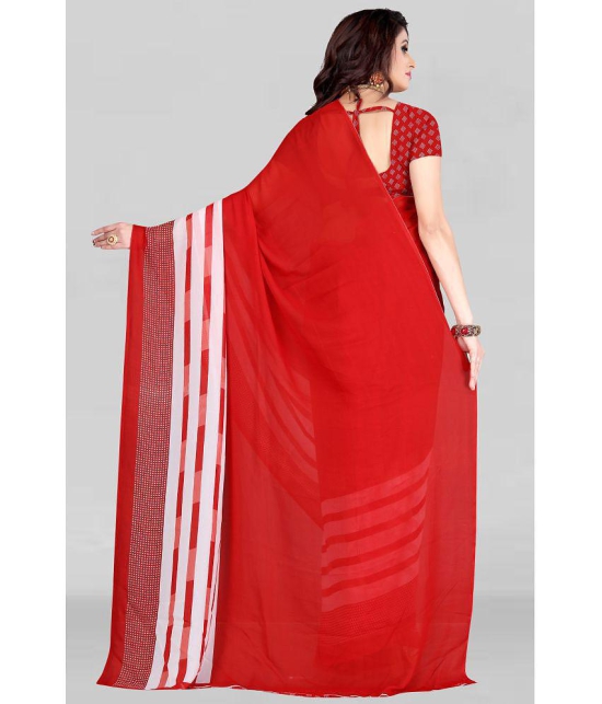 LEELAVATI - Red Georgette Saree With Blouse Piece ( Pack of 1 ) - Red