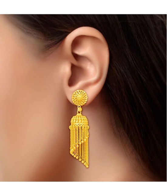 LUV FASHION Golden Drop Earrings ( Pack of 1 ) - Golden