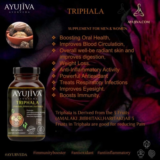 AYUJIVA Triphala Capsules (Amalaki, bibhitaki, Haritaki) -60 Veg Caps?