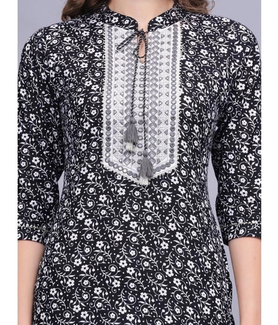 HIGHLIGHT FASHION EXPORT Cotton Printed Straight Womens Kurti - Black ( Pack of 1 ) - None