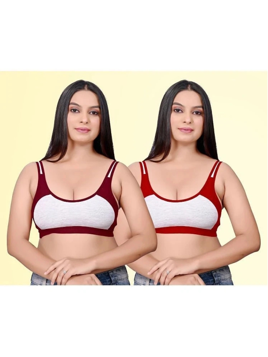 haya fashion Pack of 2 Cotton Non Padded Womens Everyday Bra ( Multicolor ) Rima Sports D706 - None