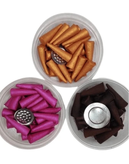 Dhoop Cones Natural Incense Pack of 3 | 3 Fragnance In Pack (1x E-Rose, 1x Captain, 1x Alba)