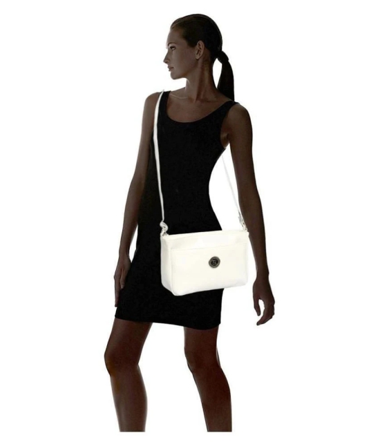 Leather Land - White Artificial Leather Sling Bag - White