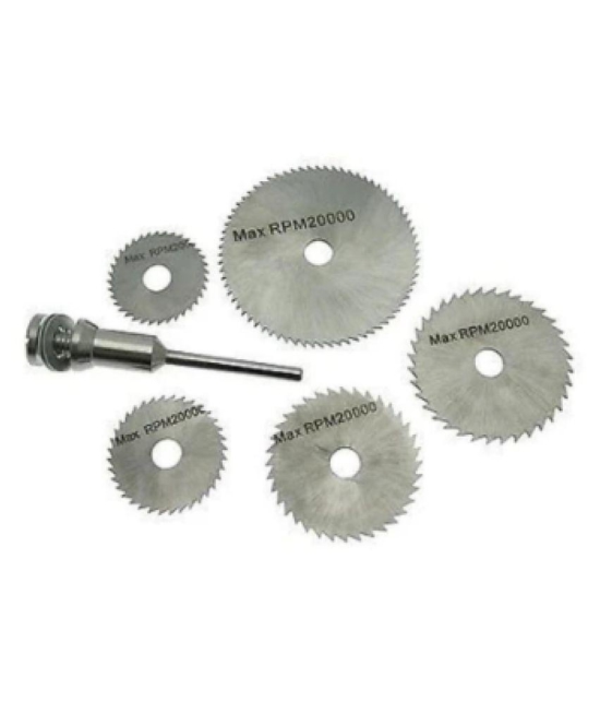 Rangwell DIY Crafts Metal HSS Circular Saw Blades Set Cutting Discs for Rotary Tool -6 Pieces(5 Blades, 1 Pin)