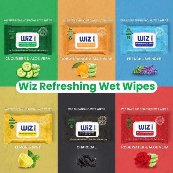 Wiz Charcoal Refreshing Facial Wipes - 25 Pulls (Pack of 6)