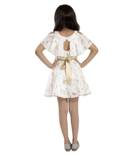 Kids Cave - White Cotton Girl's A-line Dress ( Pack of 1 ) - None