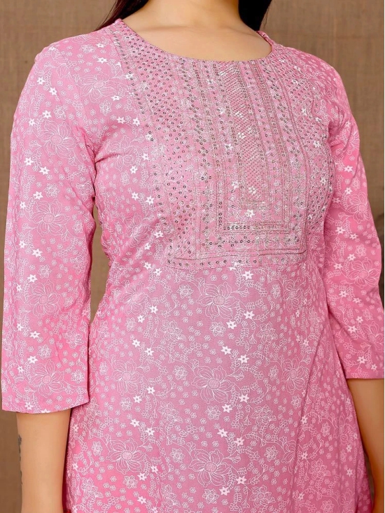 Rangita Women Rayon Pink Embroidered Calf Length A-line Kurti - None