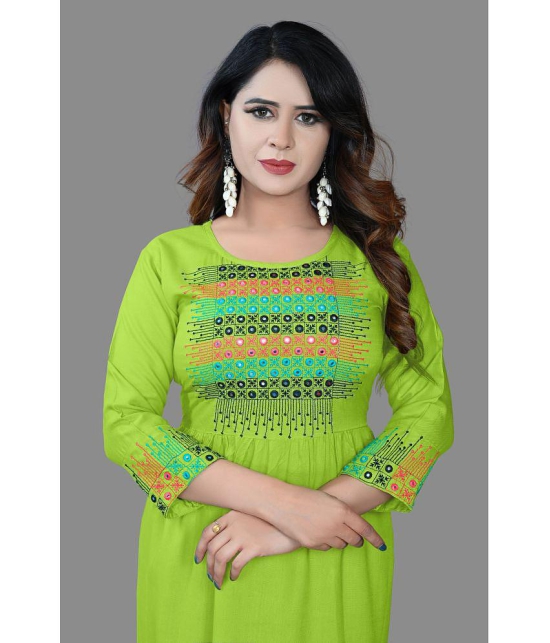 haya fashion - Lime Green Rayon Women's Straight Kurti ( Pack of 1 ) - None