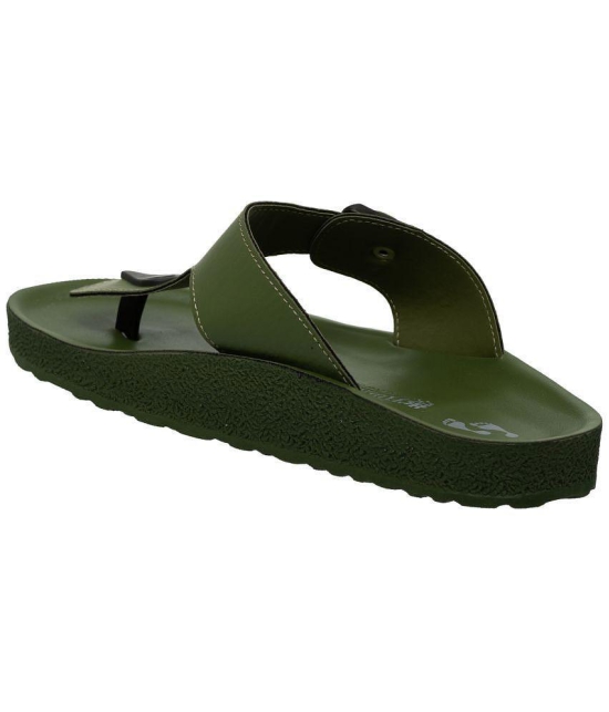 Aerowalk Green Men''s Leather Slipper - None