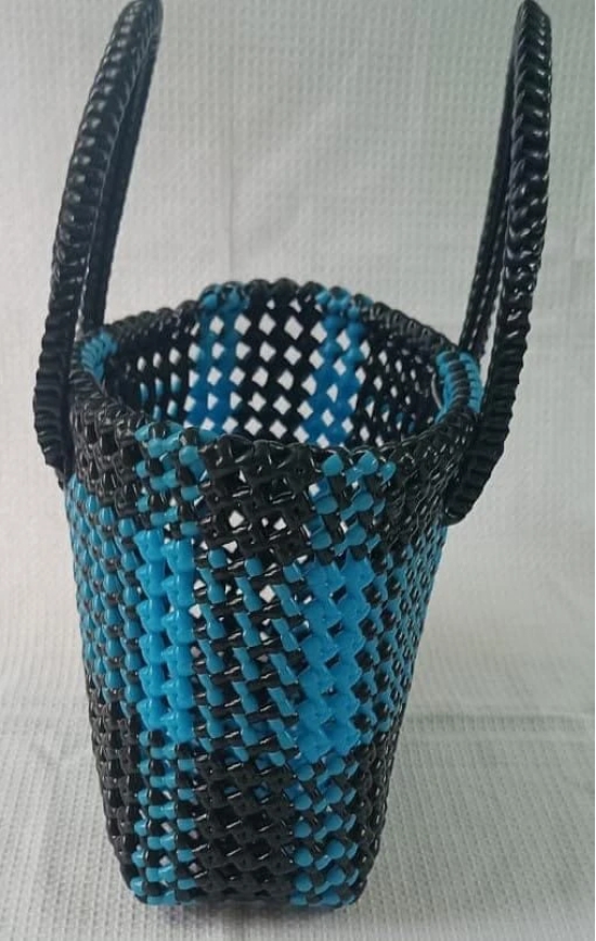 Miniature Blue and Black Handbag