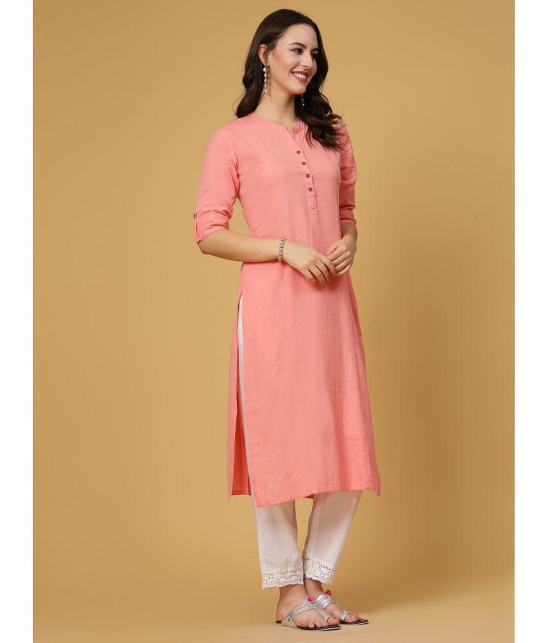 Pistaa Cotton Solid Straight Womens Kurti - Pink ( Pack of 1 ) - None