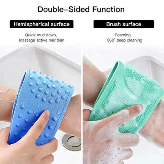 Shubhi Silicone Body Bath Brush,Body washer For Body Cleaning Bath Belt Exfoliating Long Silicone Body Back Scrubber(Multicolor)