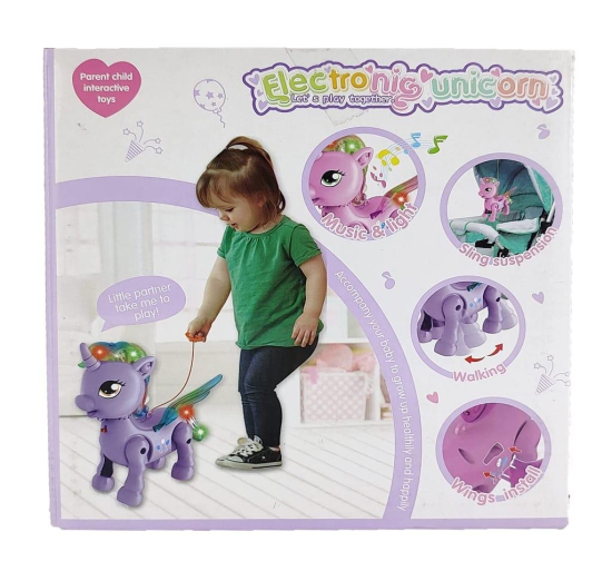 Humaira Electronic Unicorn Battery Operated with Flashing Light, Music and Sling Suspension Toy for Kids, Girls