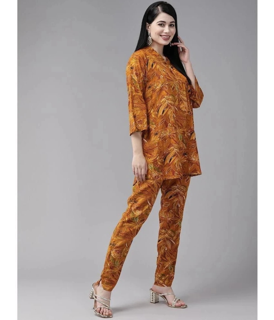 Aarika Womens Mustard Colour Floral Print Rayon Co-ord Set - None