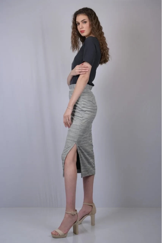 Grey Casual-Fit A-Line Midi Skirt (OTLSKT1002)-Grey / S