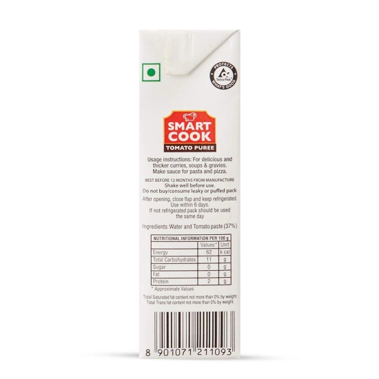 Smart Cook Tomato Puree, 200 Ml Carton