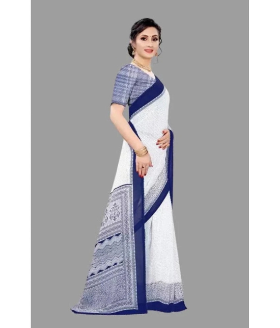 Sitanjali - Navy Blue Georgette Saree With Blouse Piece ( Pack of 1 ) - Navy Blue