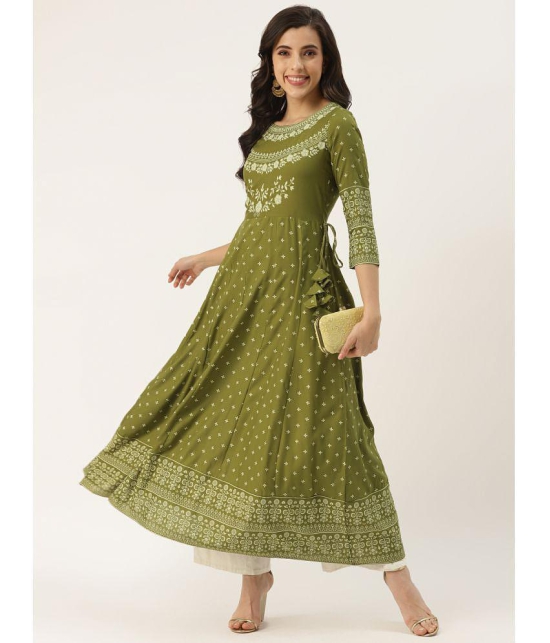 Kbz - Green Rayon Women's Flared Kurti ( Pack of 1 ) - None