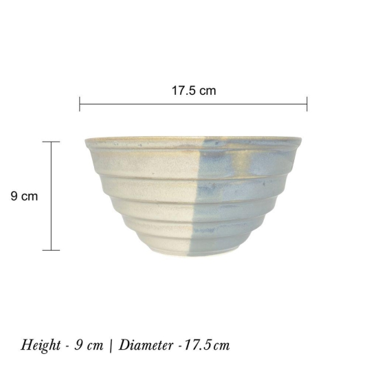 Ceramic Dining Studio Collection Half-Cut Blue & Brown Handglazed Designer Ceramic 1000ML Serving Bowl