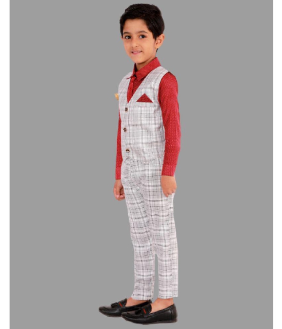 DKGF Fashion - Maroon Cotton Blend Boys Shirt & Pants ( Pack of 1 ) - None