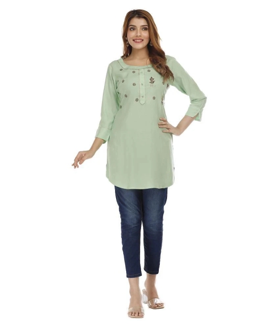 JC4U - Green Rayon Womens Straight Kurti ( Pack of 1 ) - XL