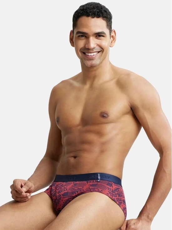 Jockey US52 Men Super Combed Cotton Printed Brief - Brick Red - None