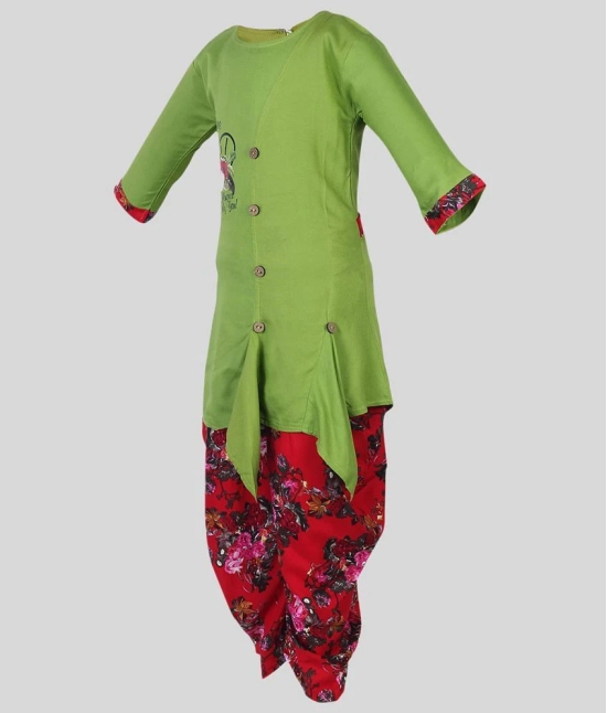 Arshia Fashions Girls Kurti Rayon Patiyala Harem Dhoti Suit Green - None