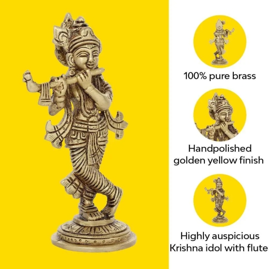 Lord Krishna Idol | 100% Pure Brass | Antique Finish Small